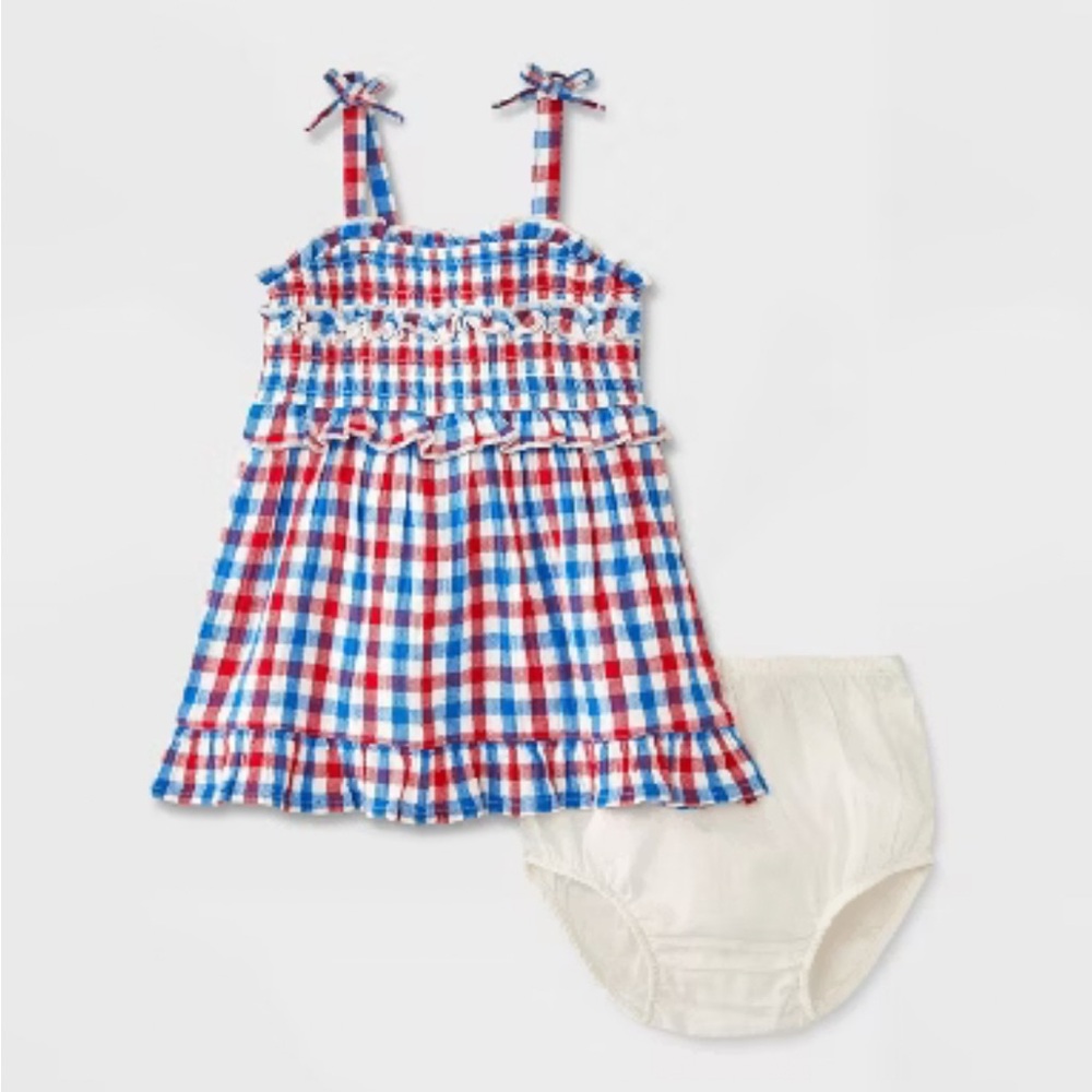 Baby Girls' Gingham Dress with Bloomers
